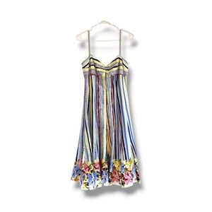 Suzi Chin for Maggy Boutique Striped Fit & Flare Cotton Sundress Women's Size 8